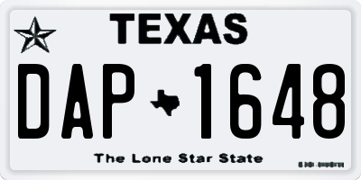 TX license plate DAP1648