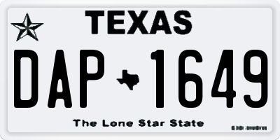 TX license plate DAP1649