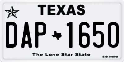 TX license plate DAP1650