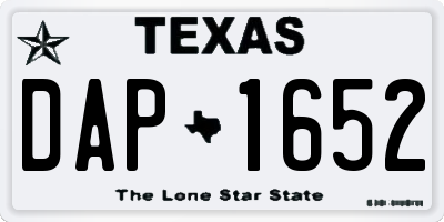 TX license plate DAP1652