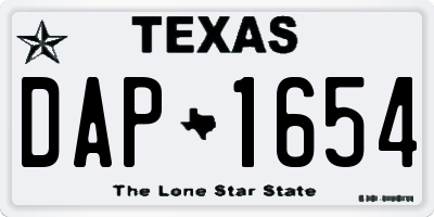 TX license plate DAP1654