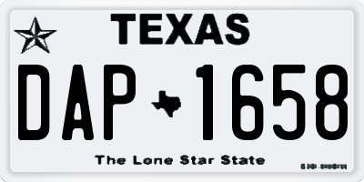 TX license plate DAP1658