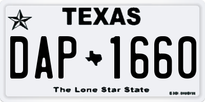 TX license plate DAP1660