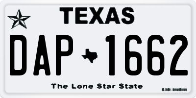 TX license plate DAP1662