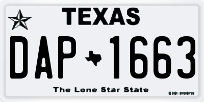 TX license plate DAP1663