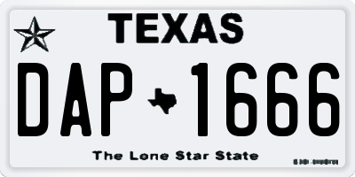 TX license plate DAP1666