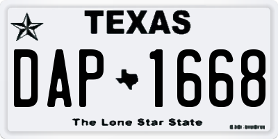 TX license plate DAP1668