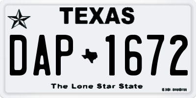TX license plate DAP1672