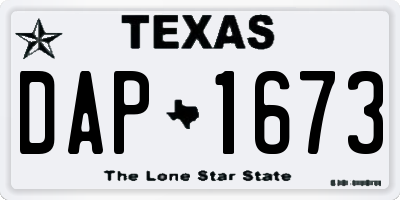 TX license plate DAP1673
