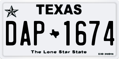 TX license plate DAP1674