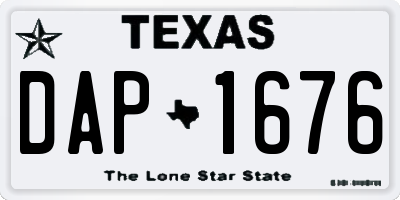 TX license plate DAP1676
