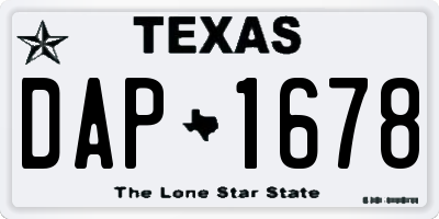 TX license plate DAP1678