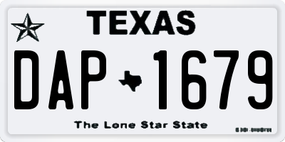 TX license plate DAP1679