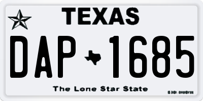 TX license plate DAP1685