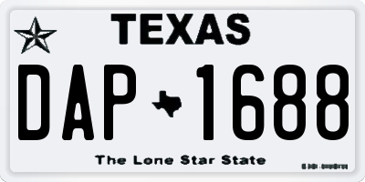 TX license plate DAP1688
