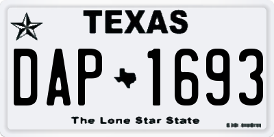 TX license plate DAP1693