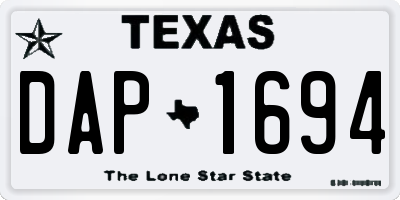 TX license plate DAP1694