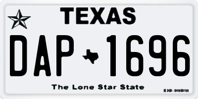 TX license plate DAP1696