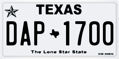 TX license plate DAP1700