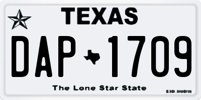 TX license plate DAP1709