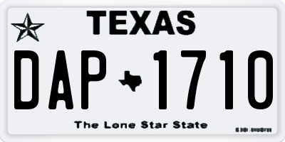 TX license plate DAP1710