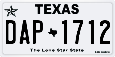 TX license plate DAP1712