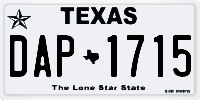 TX license plate DAP1715