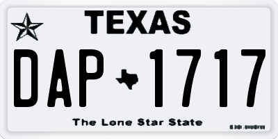 TX license plate DAP1717