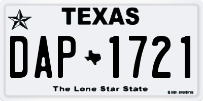 TX license plate DAP1721
