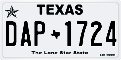 TX license plate DAP1724
