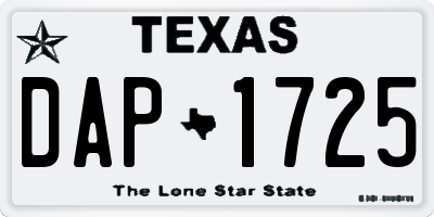 TX license plate DAP1725