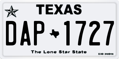 TX license plate DAP1727