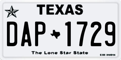 TX license plate DAP1729