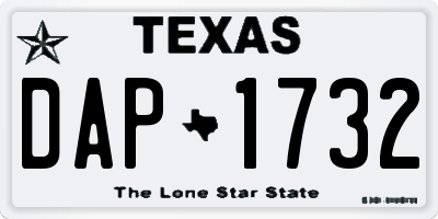 TX license plate DAP1732