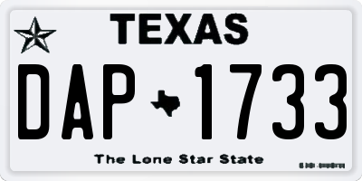 TX license plate DAP1733