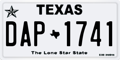 TX license plate DAP1741