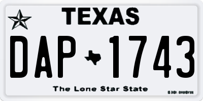 TX license plate DAP1743