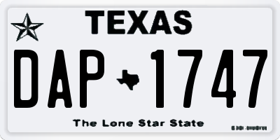 TX license plate DAP1747
