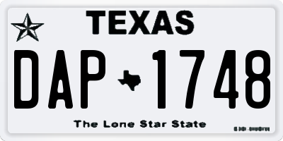 TX license plate DAP1748