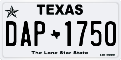 TX license plate DAP1750