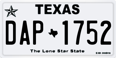 TX license plate DAP1752
