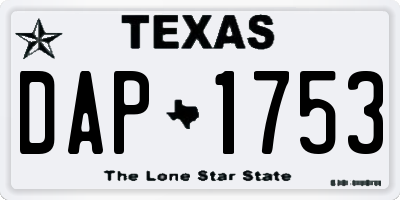 TX license plate DAP1753
