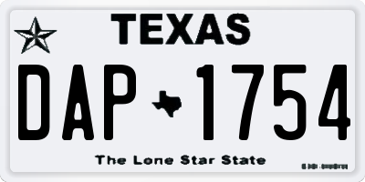 TX license plate DAP1754