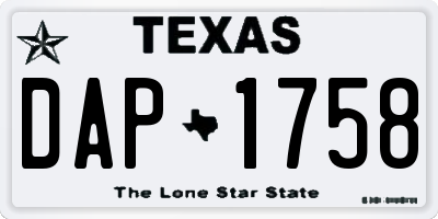 TX license plate DAP1758