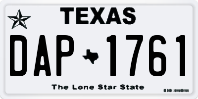 TX license plate DAP1761