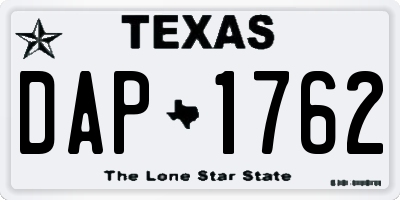 TX license plate DAP1762