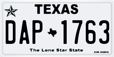 TX license plate DAP1763