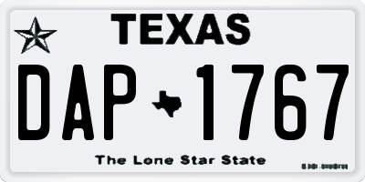 TX license plate DAP1767