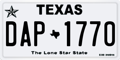TX license plate DAP1770
