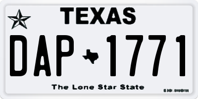 TX license plate DAP1771